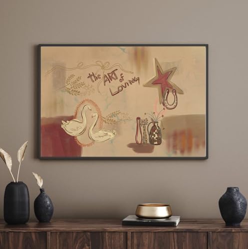 Vintage Western Canvas Wall Art Vintage Collage Poster Warm Western Art | Tones Neutral Swan Vase Plant Picture Prints Painting Cowboy Bedroom Wall Decor Home Interior Decoration 16x24 Inch Unframed