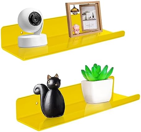 ROYALITA 2-Pack Small Acrylic Shelves Wall Mounted, 12 in Display Shelves