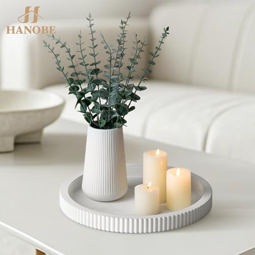 Hanobe White Decorative Coffee Table Tray, Scalloped Edge