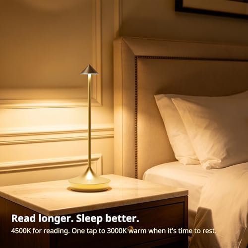 Cordless Rechargeable Table Lamp, Long-Lasting 60-Hr Battery, Dimmable LED