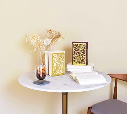 CNK Premium BookEnds - Metal Book Stoppers for Home Office, Book Shelf Holder, Home Decorative (Tropical Gold)