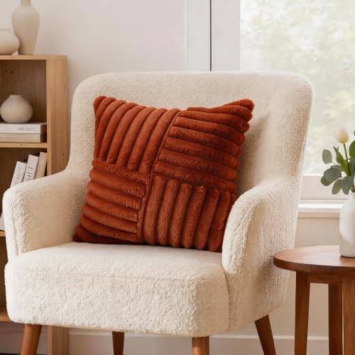 All Smiles Burnt Orange Terracotta Rust Throw Pillow Covers 24x24 Set of 2