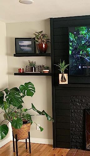 Joel’s Antiques 24 Inch Wooden Floating Shelves for Wall - 24x6x2 in - Made of Natural Wood - Short Heavy Duty Rustic Wall Shelves for Bedroom - Bathroom Shelf, Laundry Room Floating Storage - Black