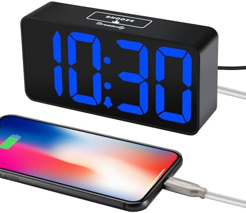 DreamSky Small Digital Alarm Clock for Bedroom with Large Big Numbers