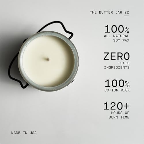 Milkhouse Apple Strudel Scented Soy Candle, 22 oz Butter Jar, 120+ Hr Burn