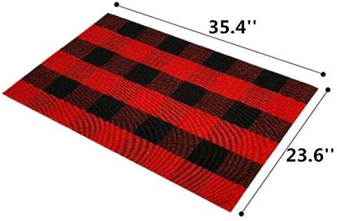 Ukeler Buffalo Check Rug 2'×3'- Machine Washable Buffalo Plaid Outdoor Doormat, Buffalo Plaid Rug for Front Porch/Kitchen/Sink/Bathroom