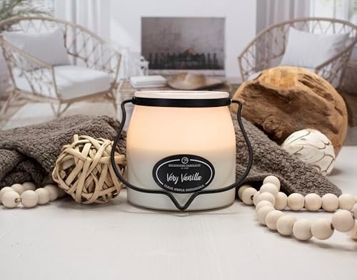 Milkhouse Very Vanilla Scented Soy Candle, 16 oz Butter Jar, 65+ Hr Burn