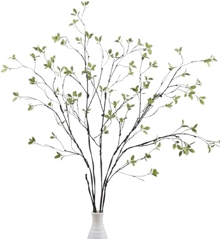 DuHouse 47" 5Pcs Artificial Ficus Branches Fake Greenery Stems Faux Ficus Twig Plants for Home Office Table Vase Filler Decoration
