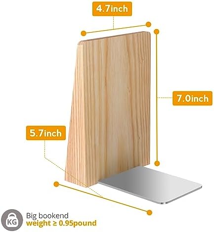 DRELIFAM Ash Wood Book Ends Heavy Duty Handmade Book Ends for Shelves Decorative Bookends to Hold Heavy Books (Ash Wood Large)