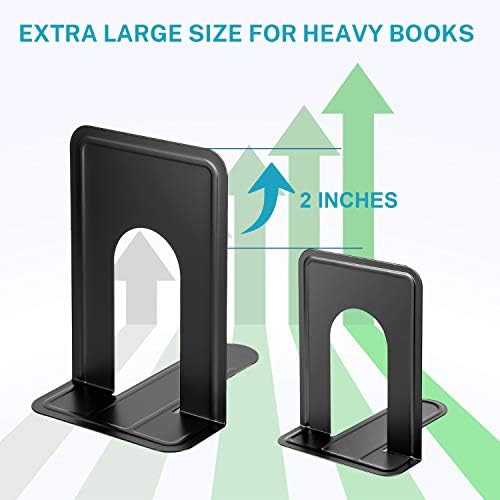 MaxGear 8.5 in Extra Large Heavy Duty Metal Book Ends, Bookends for Shelves