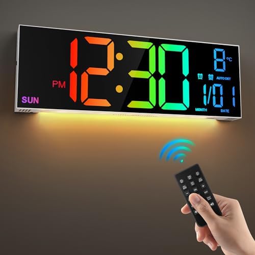 LEIKE 16.2" Digital Wall Clock – RGB, Remote, Dual Alarm, Auto-Brightness