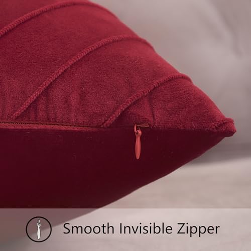 Velvet Throw Pillow Covers 24x24 inch Pack of 2 Gold Decor Red