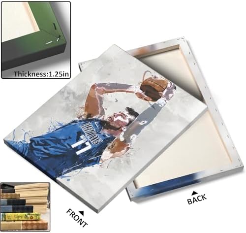 Luka Dončić Basketball Canvas Wall Art, Sports Player Poster, 16x20 Inch | Abstract splash ink athletic artwork, motivational sports wall decor for teen boys room, bedroom, living room, gym or office