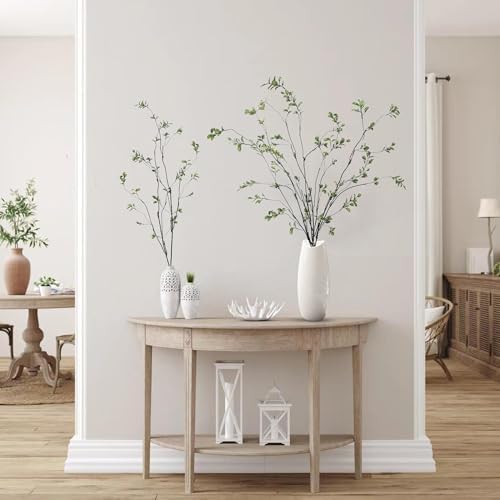 Sggvecsy 47.2’’ 4Pcs Artificial Ficus Branches Artificial Greenery Stems Faux Ficus Twig Plants Fake Leaf Spray Green Eucalyptus Branches for Vase Filler Office Home Wedding Decoration