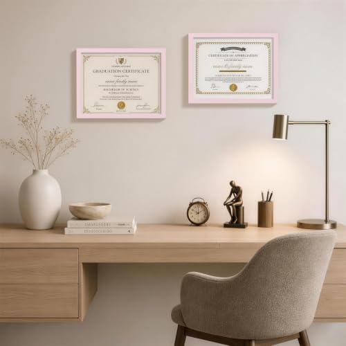 Vittanly 8.5x11 Picture Frames Set of 5, Certificate Frame, Pale Pink