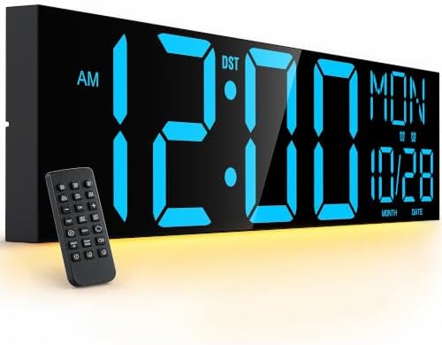 JALL 30" Extra Large Digital Wall Clock, Giant LED Wall Clock with Remote Control, Digital Clock with Jumbo Numbers for Living Room, Gym, Warehouse, Office, Home Decor, Plug-in, Blue
