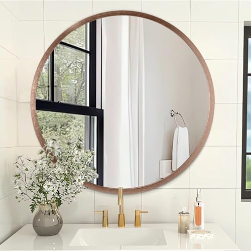 AOAOPQ Rose Gold Wall Mounted Round Mirror with Metal Aluminum Tempered Glass Frame Mirror for Bathroom Bedroom Entryway Living Room Hallway 20 inch