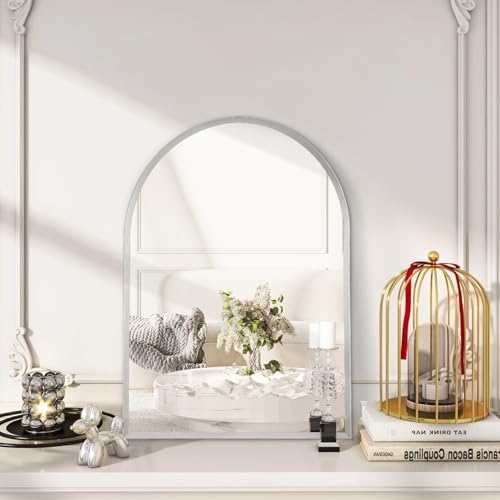 Arched Bathroom Mirror, Wall Mounted Mirror Arch Mirror Aluminum Alloy Frame Bathroom Mirror Living Room, Bedroom, Bathroom and Entryway 20"x16"