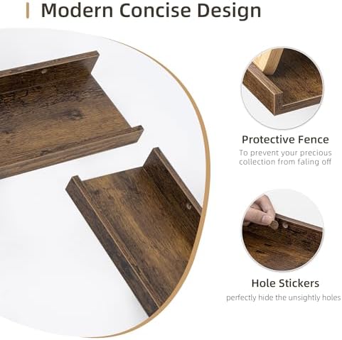 Acovy Picture Ledge Shelf, Wood Long Floating, Set of 2, 56 inch, Brown