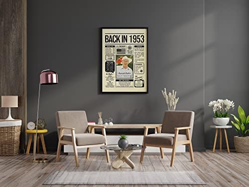Personalized 72 year old birthday gifts - Back in 1953 Poster - Centerpiece Table Decorations 72nd Birthday Party - Custom Born in 1953 Newspaper Vintage Poster for Men, Women