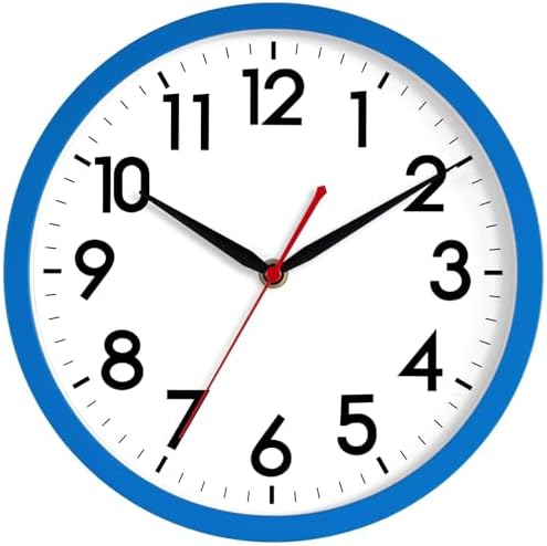 AKCISOT 12 Inch Wall Clock, Silent Battery Operated Analog Clock, Blue | Office | Kitchen | Living Room | Classroom | Easy-to-read Numbers