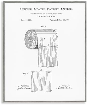 'Toilet Paper Roll Vintage Patent Minimal'| Framed Giclee Art
