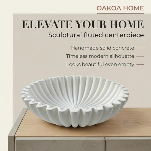 OAKOA White Decorative Bowl - Catch All Bowl - Scalloped Bowl - Ruffle Bowl