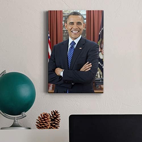 Renditions Gallery Barack Obama Presidental Portrait Wall Art, Premium Gallery Wrapped Canvas Decor, Ready to Hang, 60 in H x 40 in W, Made in America Print