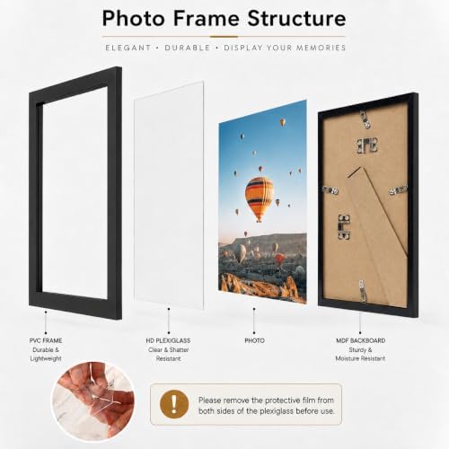 JCJMY 8.5x11 Picture Frame Set of 6 Black for Wall Hanging or Tabletop- Wall Mounting Horizontally or Vertically, 8.5 x 11 Wall Gallery Poster Photo Frame for 8 by 11 Photo,6 Pack,Black