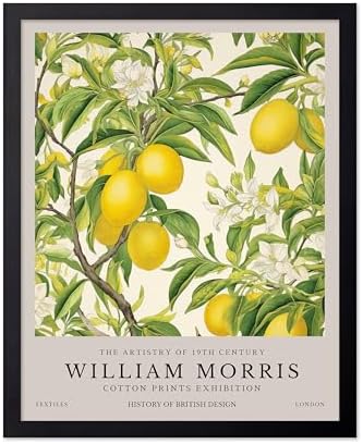 Poster Master William Morris Poster - Lemon Tree Print - Botanical Art - Fruit Art - Exhibition Piece - Lemon Illustration - Floral Design - Aesthetic Print - Colorful Kitchen Wall Decor - 16x20 Black Framed
