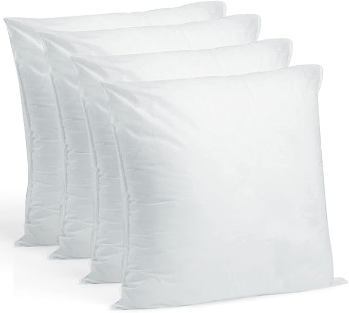 Hometex Throw Pillow Insert 15" x 15" Polyester Filled Standard Cover (4 Pack)
