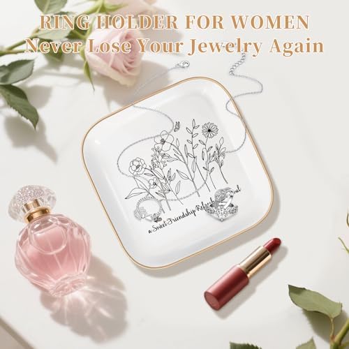 Christian Jewelry Dish Gifts for Women,Personalized Confirmation Jewelry Tray Gifts for Teen Girls，Baptism Gifts for Girl with Bible Verse for Birthdays Christmas (Friendship)