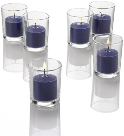 Set of 144 Richland Votive Candles Navy Blue Unscented and 144 Clear Glass Eastland Votive Holders