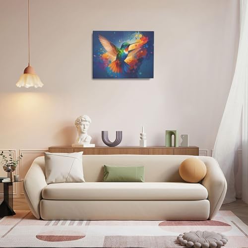 Crekviy Hummingbird Wall Art Bird Pictures Wall Decor Hummingbird Canvas Prints Painting Artwork Home Decoration for Bathroom Bedroom Living Room Framed Gifts Ready to Hang 16"x20"