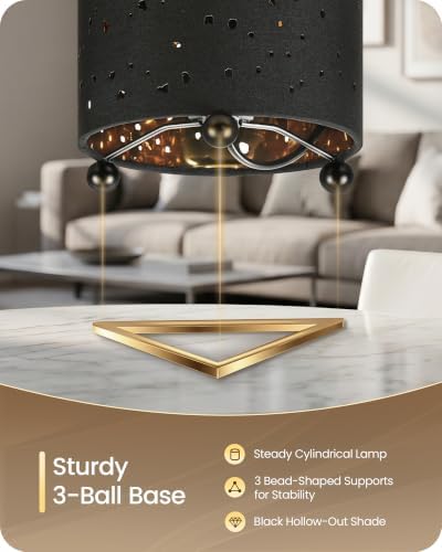 Black Table Lamps Set of 2, 8.1" Small Bedside Lamps Set of 2