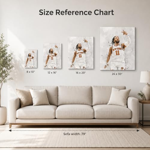 Jalen Brunson Basketball Canvas Wall Art, Sports Player Poster, 16x20 Inch | Abstract splash ink athletic artwork, motivational sports wall decor for teen boys room, bedroom, living room, gym or office