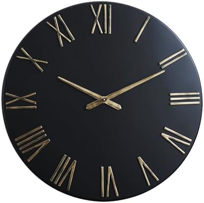 Oversized Modern Wall Clock, 30 inch, Matte Black, Quartz Movement