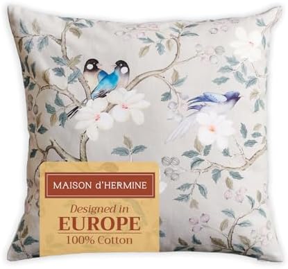 Maison d' Hermine Throw Pillow Covers 100% Cotton (18" x 18" - Pack of 1)