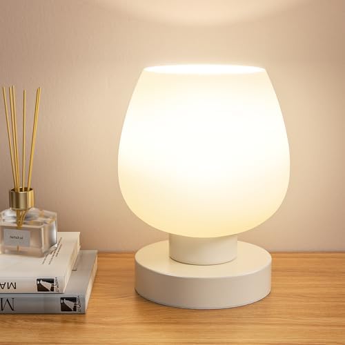 Seealle Small Touch Table Lamp for Nightstand, 3 Way Dimmable Bedside Lamp
