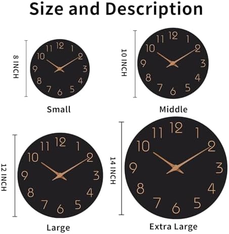 Mosewa Wall Clock 14" Battery Operated Silent Non-Ticking Simple Minimalist