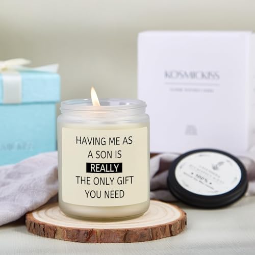 Birthday Gift for Dad Mom from Son, 9 OZ Soy Wax Candle Parents Present