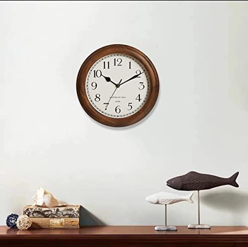 Kesin Wooden wall Clock with Retro Design, 11 Inches Round Wall Clocks