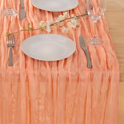3 Pack Peach Pink Cheesecloth Table Runner 10ft Coral Sheer Gauze Decor