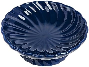 9.5-Inch Ceramic Fruits Bowl, Decorative Serving Plate, Centerpiece Fruits Tray or Fruit Basket for Kitchen Counters, Farmhouses, Dining Table, Blue