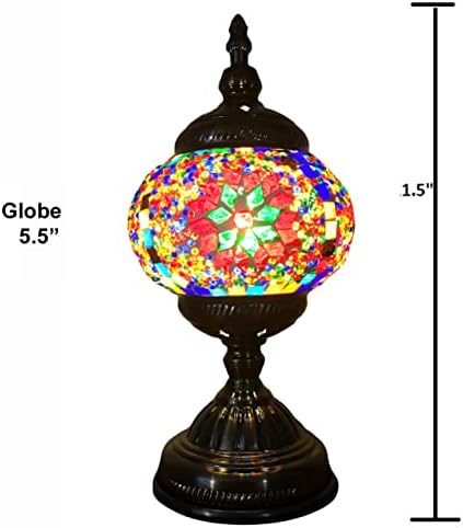 SILVERFEVER Handcrafted Mosaic Turkish Lamp Moroccan Glass Table Desk Bedside Light Bronze Base with E12 Bulb (Christmas Starburts)