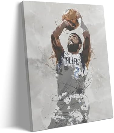 Kyrie Irving Basketball Canvas Wall Art, Sports Player Poster, 8x10 Inch | Abstract splash ink athletic artwork, motivational sports wall decor for teen boys room, bedroom, living room, gym or office