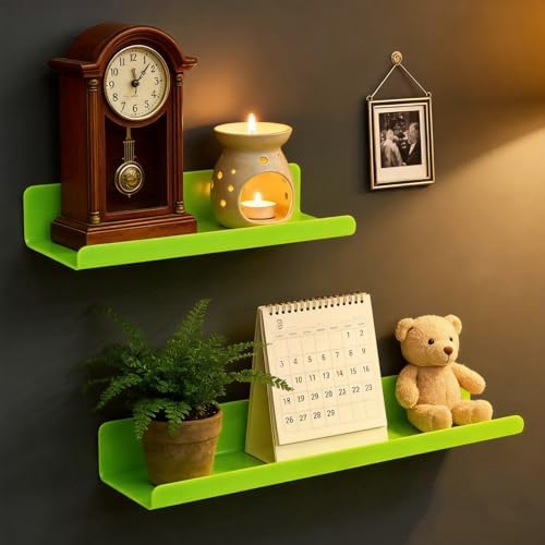 ROYALITA 2-Pack Acrylic Shelves Wall Mounted, 17 Inch Display Shelves