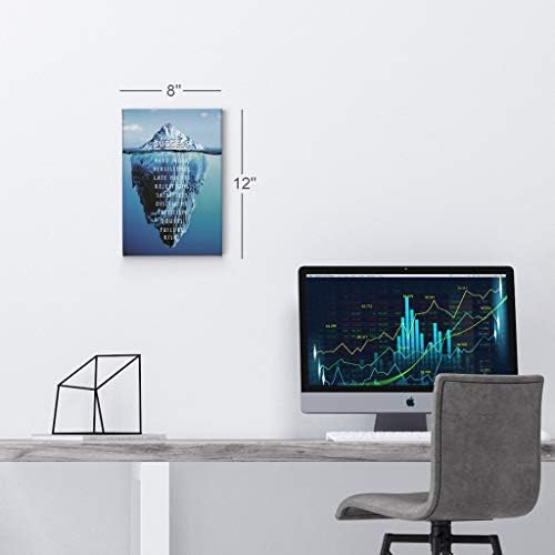 Smile Art Design Success Inspiring Quote Iceberg Ocean Motivational Wall Art Canvas Print Inspirational Wall Art Entrepreneur Quote Modern Office Living Room Decor Artwork Gift Ready to Hang 28x19