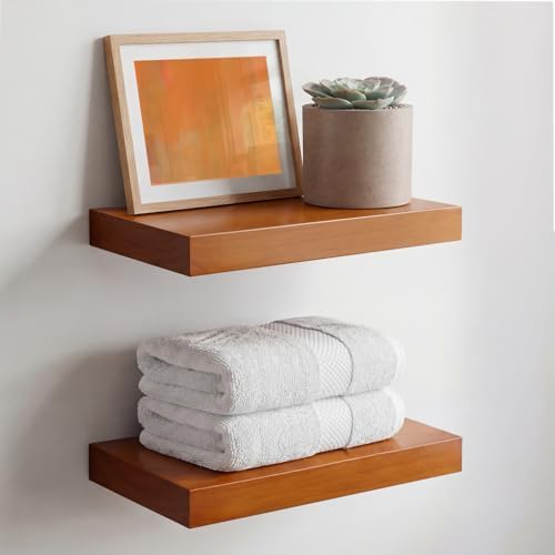 Homeforia 12 Inch Floating Shelves, High-End Solid Pine Wood, Set of 2