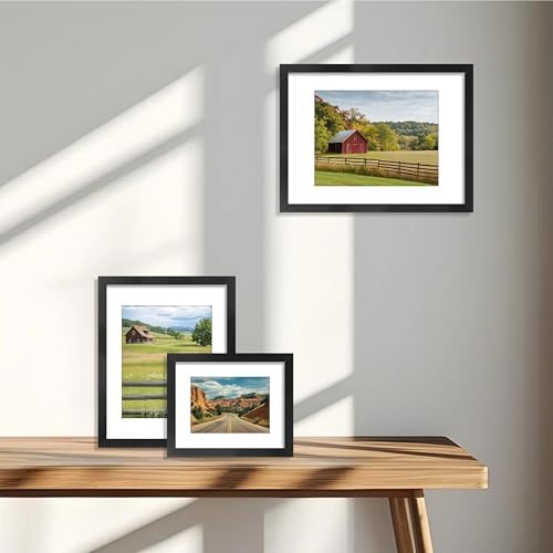 VIOLABBEY 12x16 Picture Frame Set of 5, Fit 8.5x11 Photos with Mat, Black